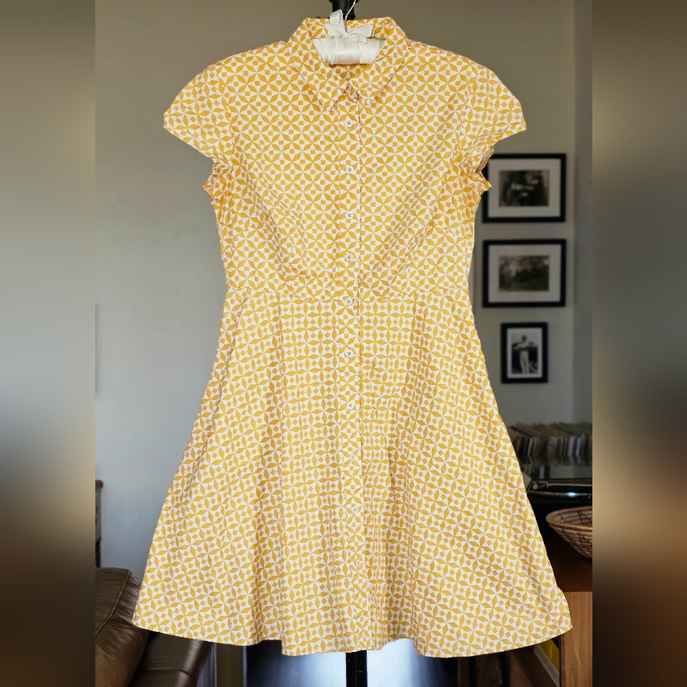 Boden Sophia Shirt Dress Geometric Yellow